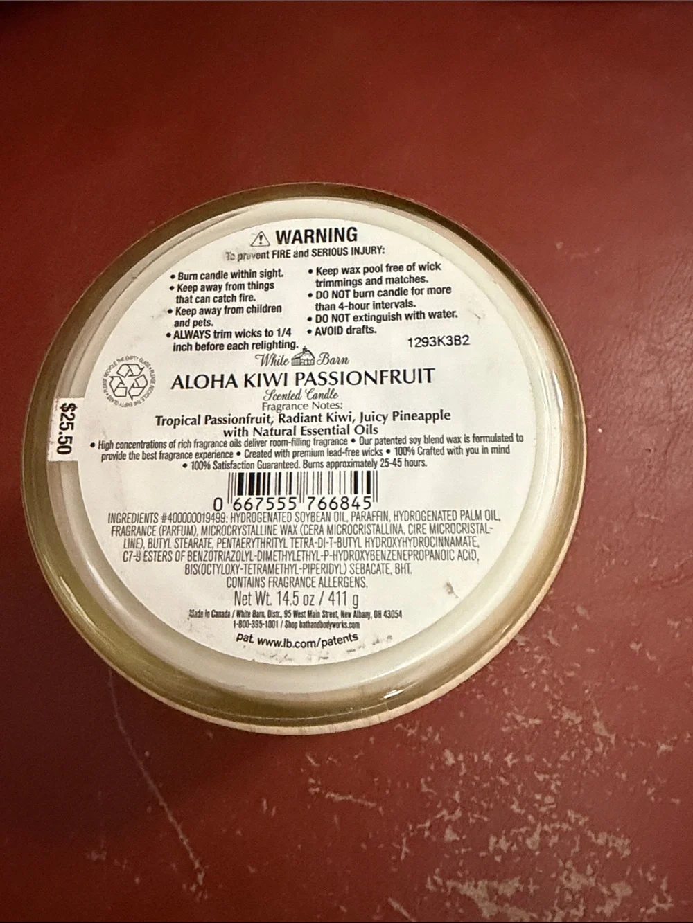 White Barn Aloha Kiwi Passion Fruit Candle - Blue/Tan with Gold Lid